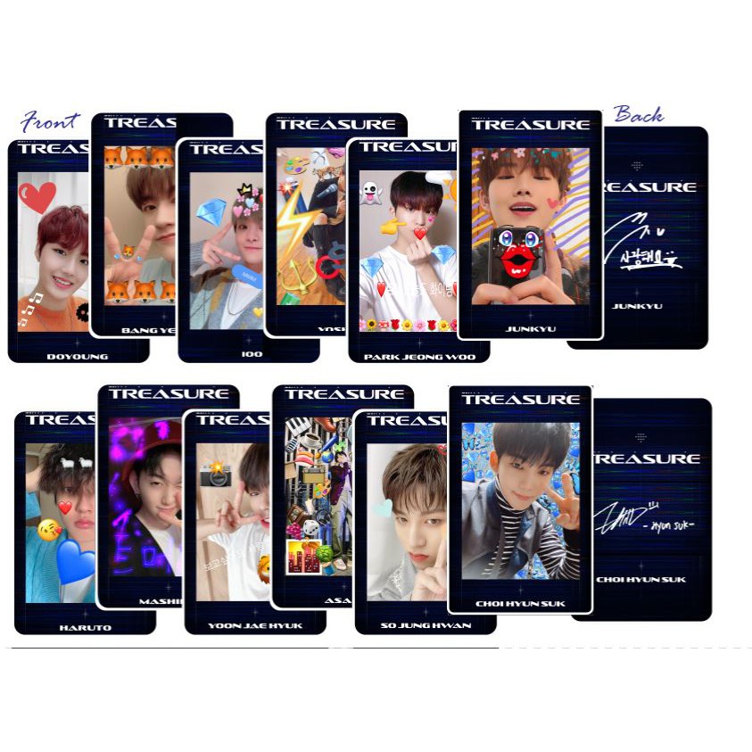 Set 12 thẻ card nhựa TREASURE in 2 mặt bo góc có chữ ký | BigBuy360 - bigbuy360.vn