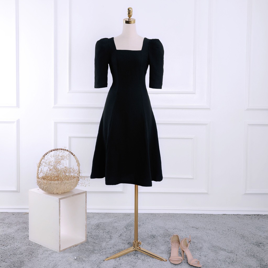 Đầm nữ tay bồng sang trọng, cổ vuông, dáng xòe, thiết kế cao cấp TK FASHION DK892
