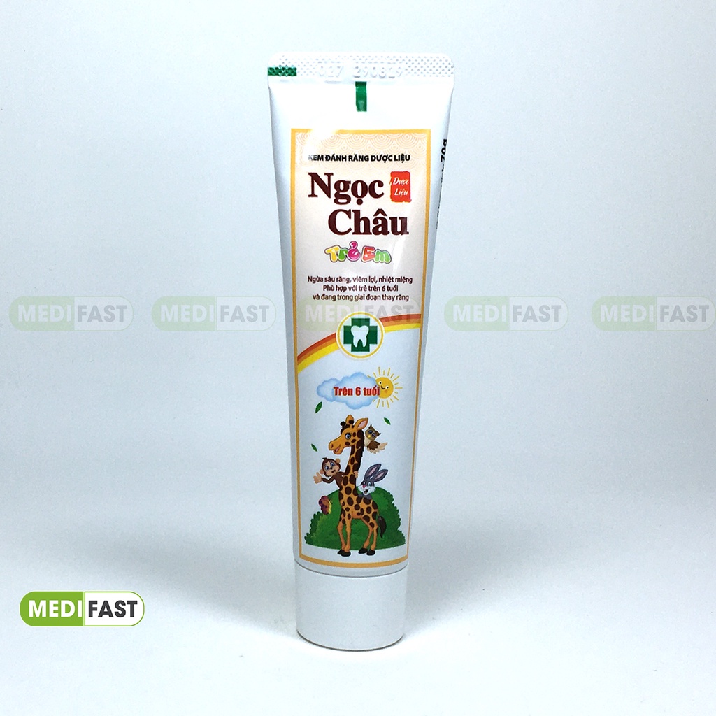 Kem đánh răng dược liệu Ngọc Châu cho trẻ em từ 6 tuổi tuýp 70g giảm nhiệt miệng đau nướu, lợi, ngăn vi khuẩn mảng bám