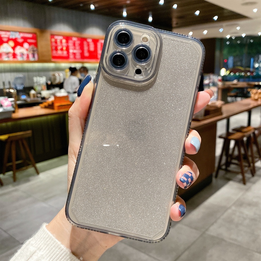 Transparent Simlpe compatible for iphone 13 12 11 pro max x/xr/xsmax/7/8/7 8plus TPU cover flash drill case casing