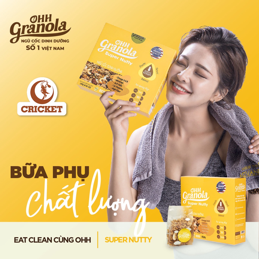 [ Xã Kho ] Ngũ cốc trái cây Ohh Granola Super Nutty Hộp 250g - Ngũ cốc dinh dưỡng cao cấp, hỗ trợ ăn kiêng.