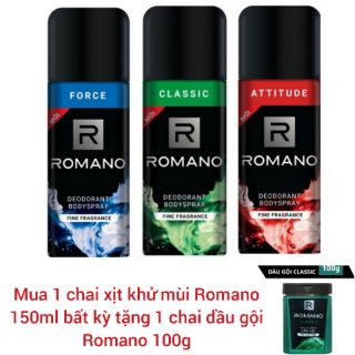 (1 tặng 1) Xịt khử mùi Romano 150ml