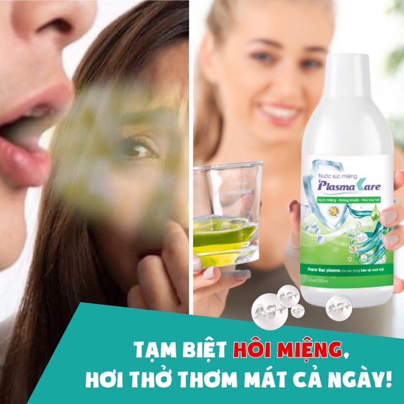 Nước súc miệng PlasmaKare kháng khuẩn Plasma Bạc hết hôi miệng,nhiệt miệng,đau răng