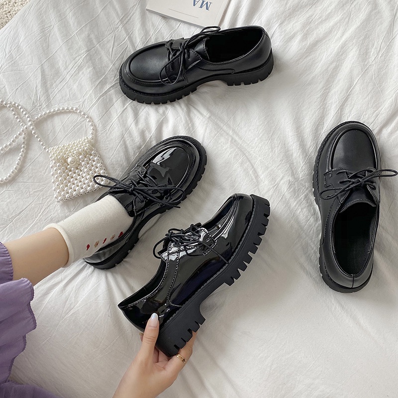 Small Leather Shoes Female British College Wind With Skirt 2021 Spring New Thick Bottom Pine Cake Shoes Japanese Retro J