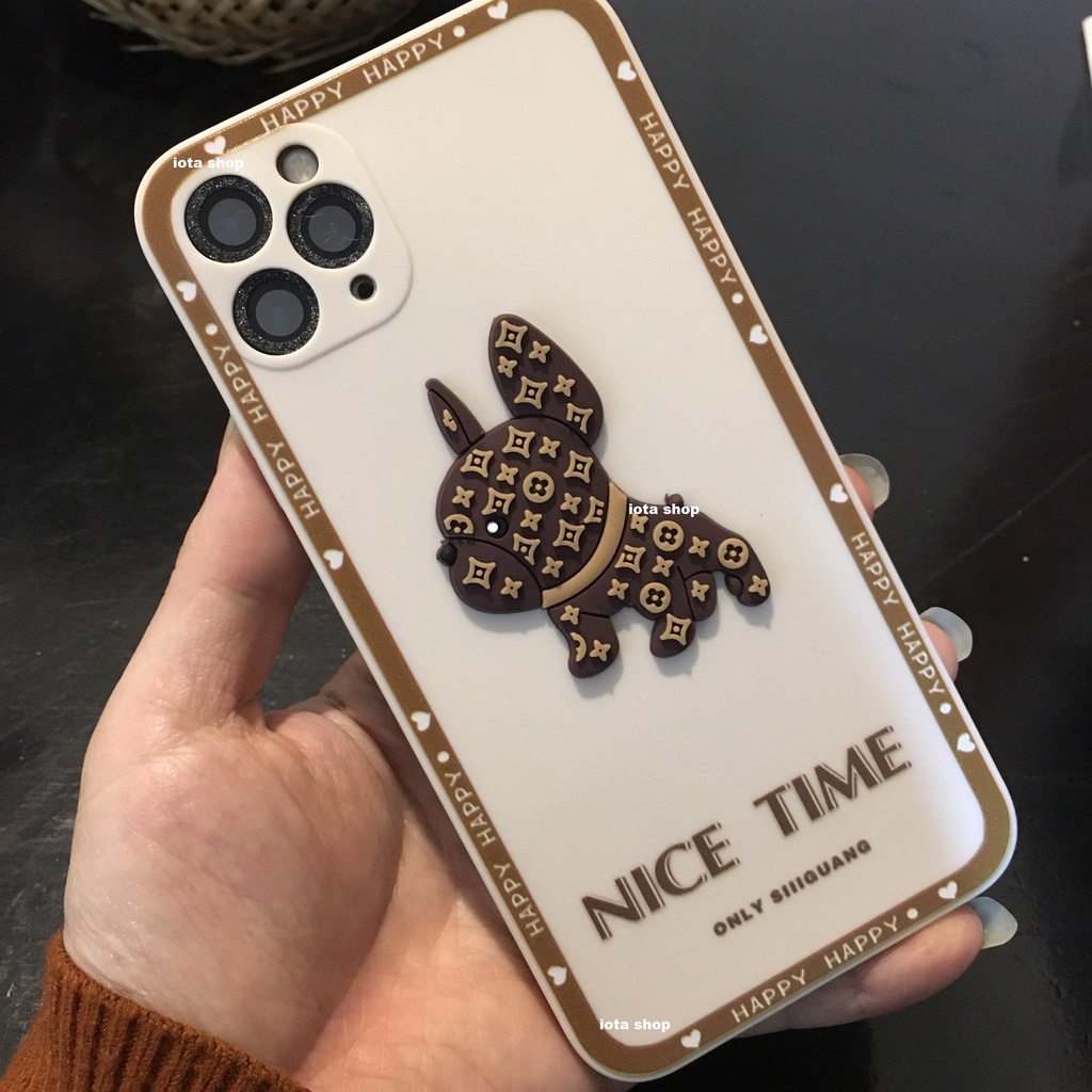 Ốp lưng iphone, viền vuông hình cún LV iphone 7plus/8plus/X/Xs/Xs/Xsmax/11/11pro/11prmax/12/12pro/12promax/ip13promax