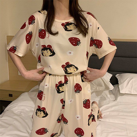 Set đồ ngủ ulzzang cô gái dâu tây DN070 (có ảnh thật)