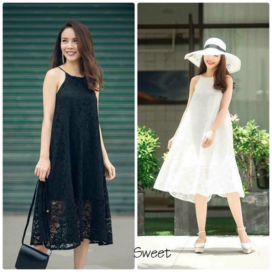 Đầm maxi ren đi biển, đầm yếm Sweet dress hàng thiết kế