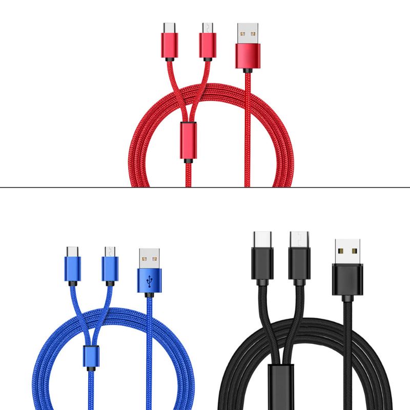 Dây Cáp Sạc Usb Type C 2 Trong 1 Cho Samsung Oneplus Xiaomi Huawei Zte Sony Htc Android