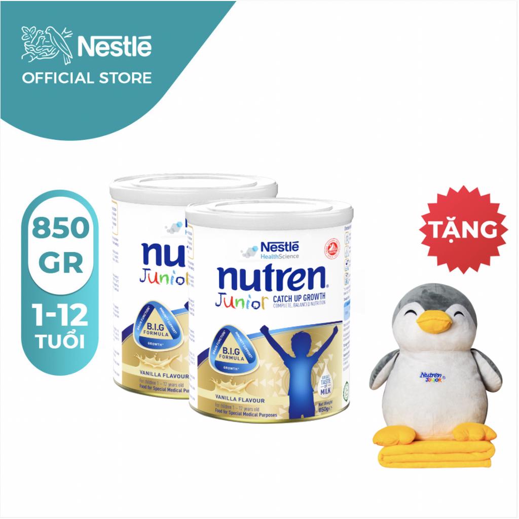 [Tặng 1 gối mền chim cánh cụt] Combo 2 Lon Sữa Nutren Junior 850gr/lon