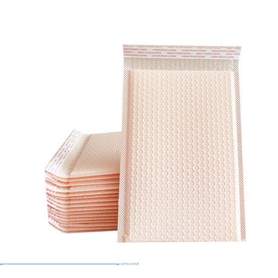 Túi gói hàng chống sốc bóng khí màu hồng be đóng gói hàng hóa an toàn nhiều kích thước, túi bảo vệ sản phẩm