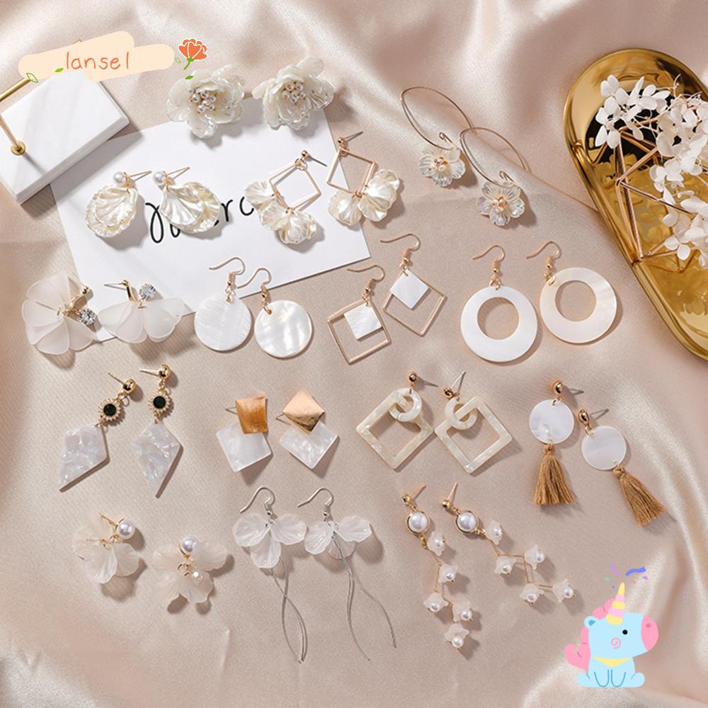 Bông Tai Dáng Dài Hình Học Trong Suốt Độc Đáo Thời Trang Cho Nữ