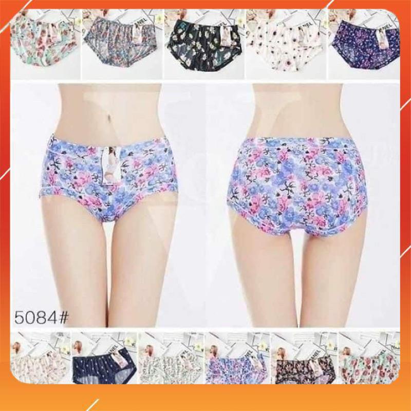 Quần lót nữ su lạnh thông hơi cao cấp nhẹ nhàng thoáng mát cạp cao họa tiết hoa lá trẻ trung Q2859