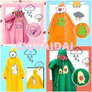 Áo Mưa Cánh Rơi Hoạt Hình Cute có khuy bấm 2 bên Phong Cách Hàn Quốc