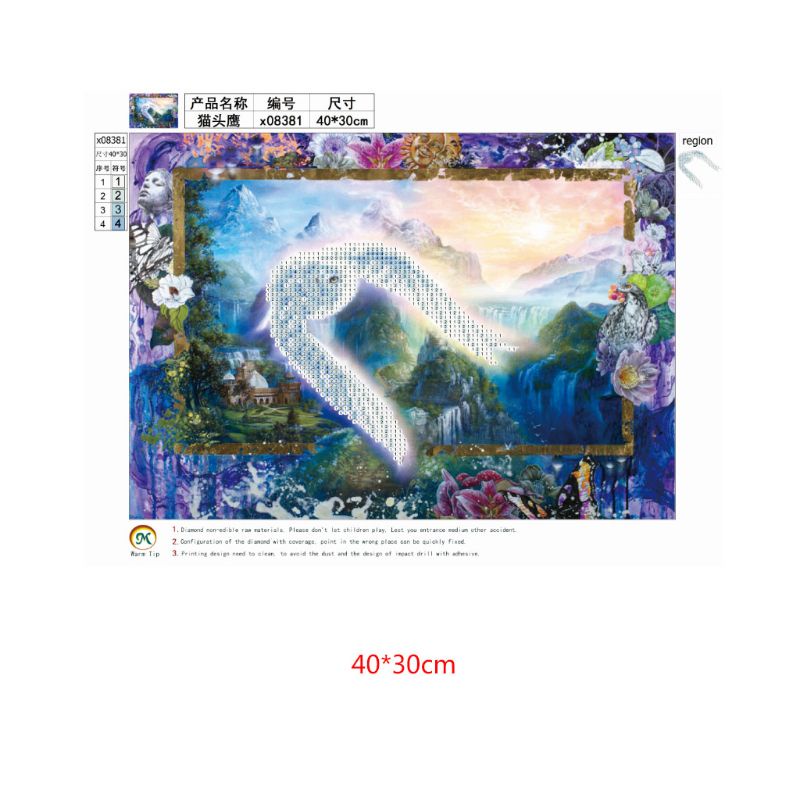 Tranh Thêu Chữ Thập Đính Đá Kim Cương 5D DIY Hình Vẽ Cú Mèo