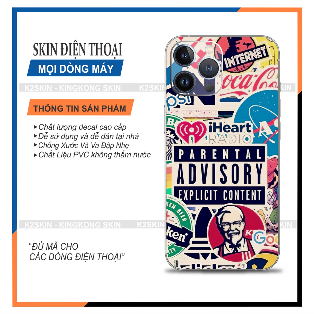 Miếng dán Skin cho Android và  Iphone 6/7/8/x/xs/11/12pro/13promax/13/13pro ( Mã skin 161)