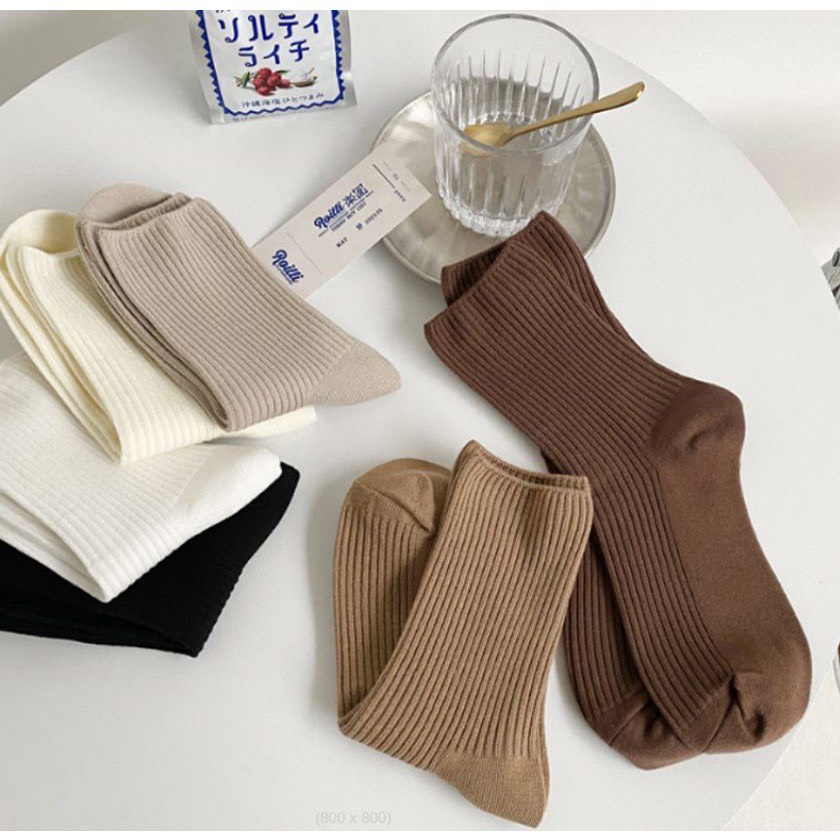Tất cao cổ nữ và nam - Vớ ulzzang Màu Coffee Trơn