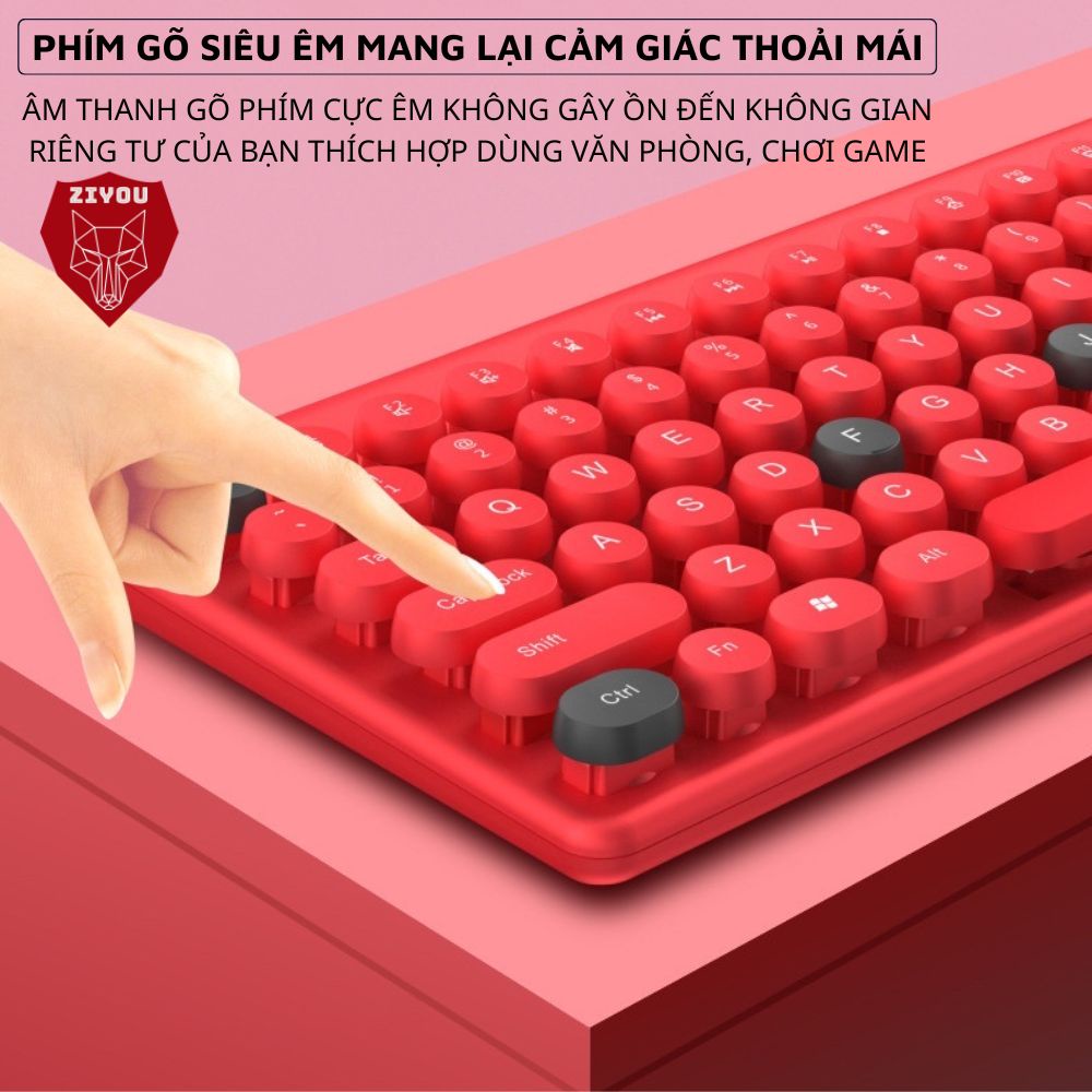 Bàn Phím Và Chuột Không Dây Ziyou QW02 Màu Cực Đẹp Phím Bấm Êm Kết Nối Máy Tính Laptop PC + Tặng Lót
