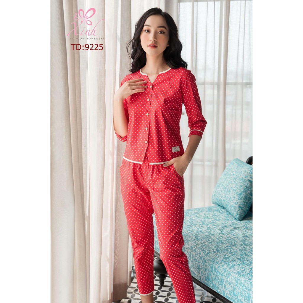 Bộ thô kate Xinh Fashion Home Wear quần dài tay dài 2020 - M9