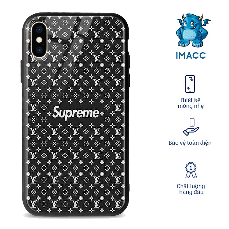 Ốp Kính Cường Lực Iphone In Hình Supreme IMACC 5S/6/6Plus/6S/6S Plus/6/7/7Plus/8/8Plus/X/Xs/Xs Max/11/11 Pro/11 Promax