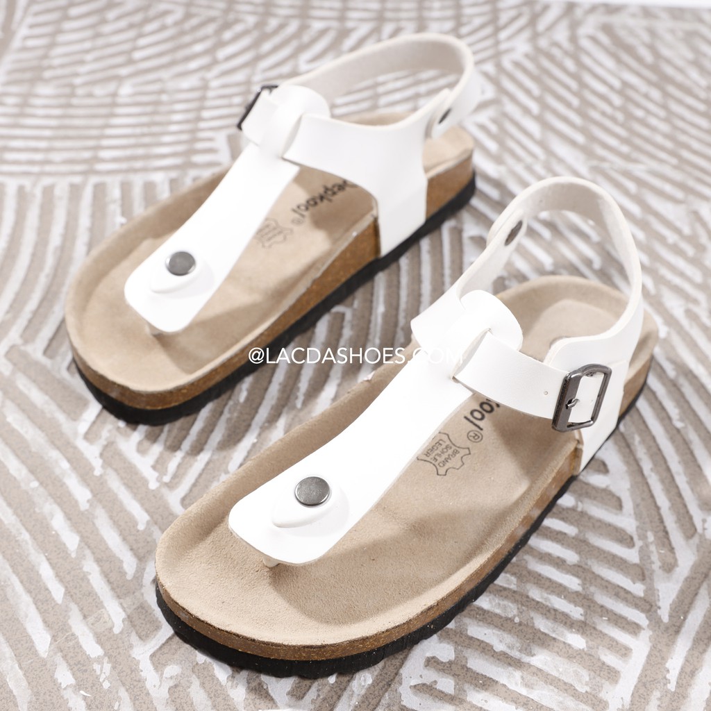 Giày sandals kẹp ngón birken đế trấu da pu