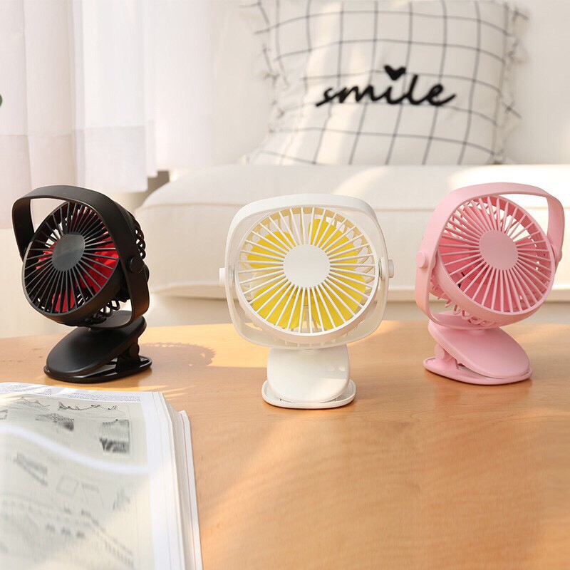 Quạt Mini Đa Năng Để Bàn Hay Kẹp Bàn Kèm Đèn Ngủ Xoay 360 Độ, BJJ-838
