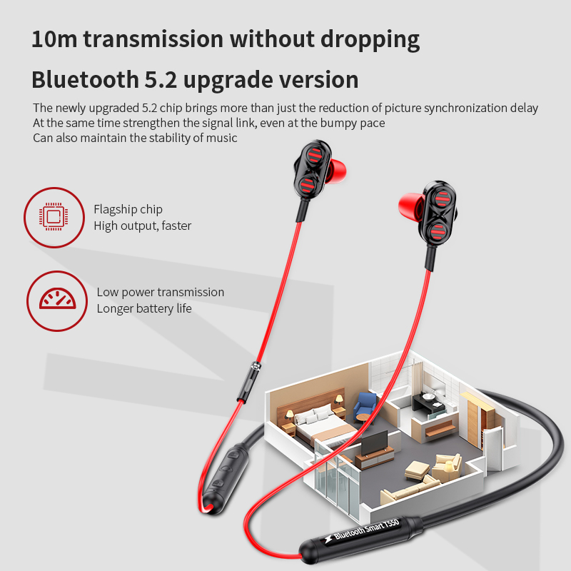 K Song T550 Treo Cổ Thể Thao Chuyên Dụng Tai Nghe Bluetooth HiFi Âm Thanh Nổi Giảm Tiếng Ồn Thông Minh Tai Nghe Không Dây Có Micrô