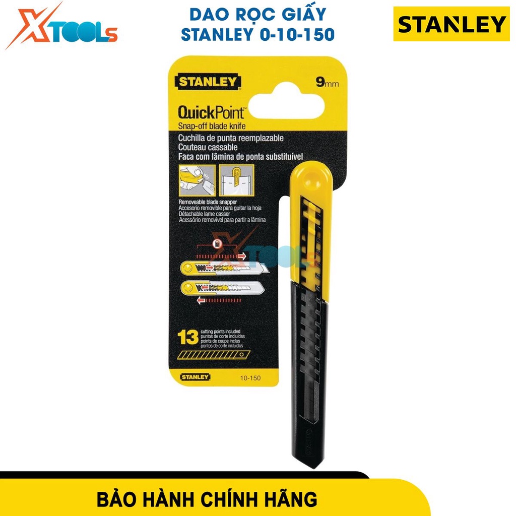 Dao rọc giấy 9mm STANLEY 0-10-150, kéo rọc giấy cán nhựa cao cấp, lưỡi dao được gia công từ thép hợp -CHÍNH HÃNG-XTOOLS
