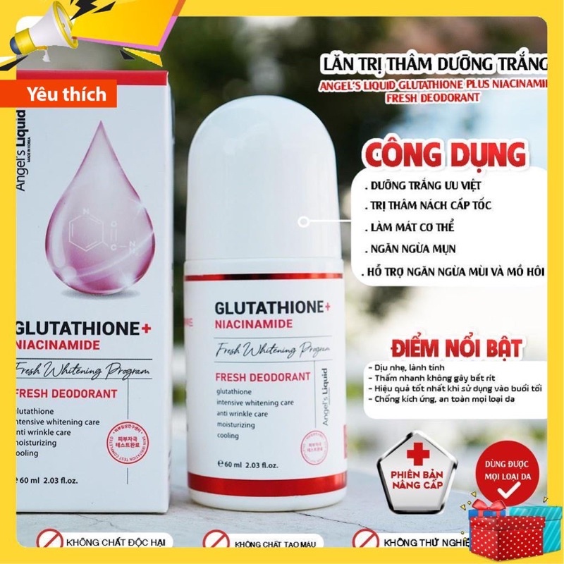 Lăn Khử Mùi Glutathione Ngăn Mùi, Dưỡng Trắng, Giảm Thâm Mẫu Mới