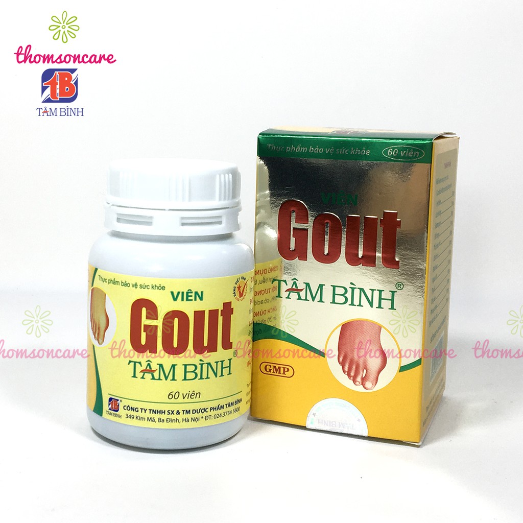 Viên Gout Tâm Bình - Lọ 60 viên - Hỗ trợ giảm Gut từ thảo dược, giảm acid uric máu