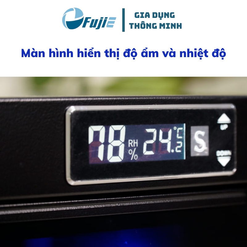Tủ chống ẩm nhập khẩu Fujie DHC040 dung tích 40 lít tủ chống ẩm máy ảnh màn hình led hiển thị độ ẩm và nhiệt độ