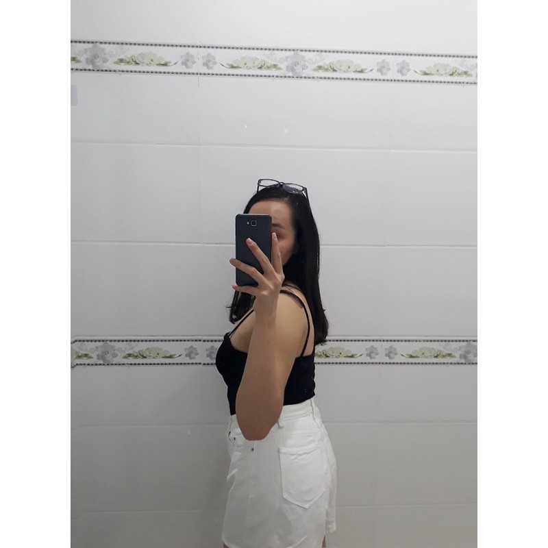 Áo hai dây sợi bún croptop đa năng siêu co giãn [Chất dày dặn hình tự chụp]