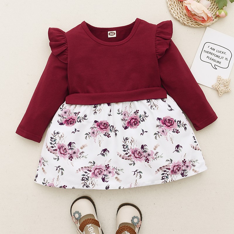 Áo Đầm Mikrdoo Dành Cho Bé Sơ Sinh Thiết Kế Tay Dài In Hình Hoa Dành Cho Bé Dự Tiệc