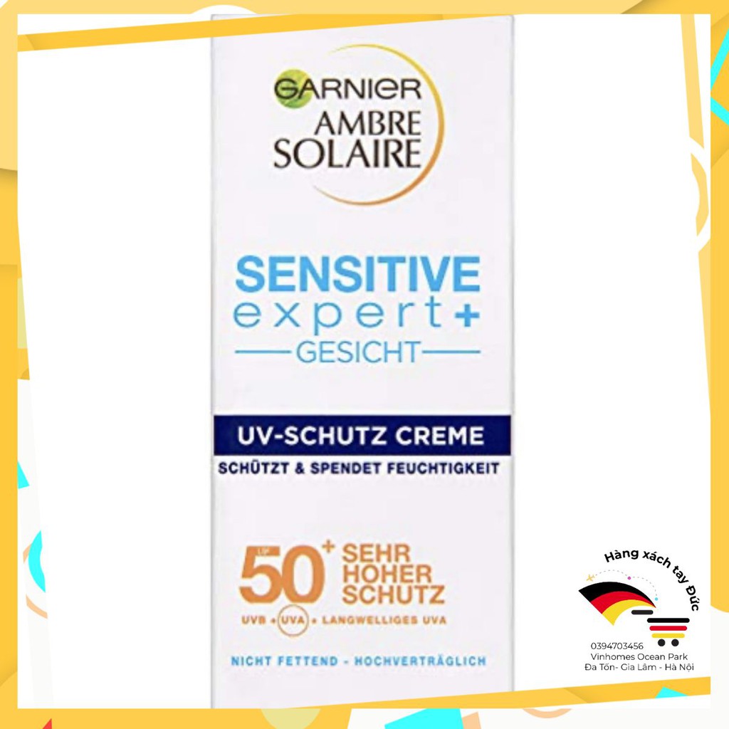 [ HÀNG ĐỨC CHÍNH HÃNG ] KEM CHỐNG NẮNG GARNIER AMBRE SOLAIRE SENSITIVE EXPERT, SPF50, 50ML