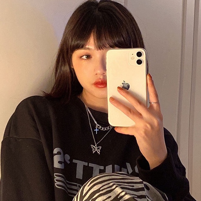 Vòng cổ hai lớp mặt hình bướm phong cách hip hop cá tính thời trang