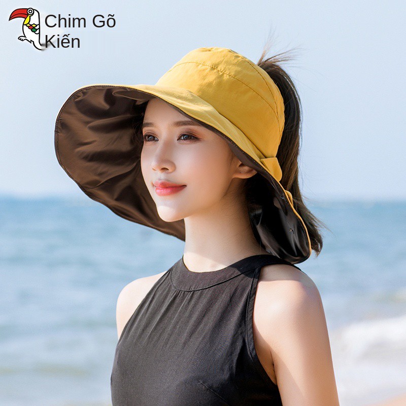 Mũ chim gõ kiến ​​nữ chống nắng mùa hè rỗng vành lớn phiên bản Hàn Quốc thời trang hoang dã che mặt ngư dân