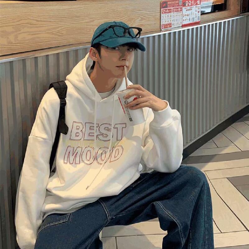 Áo hoodie dáng rộng phong cách đại học thường ngày kiểu Hàn thời trang mùa đông size lớn M-5XL cho nam