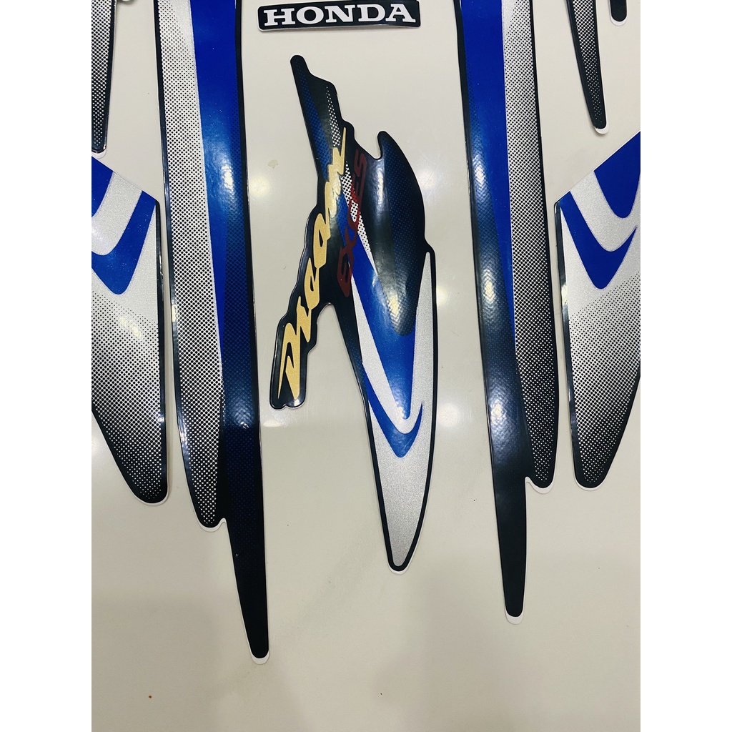 Nguyên bộ tem rời 3 lớp zin thái dán xe máy Honda Dream lùn 99 màu xanh
