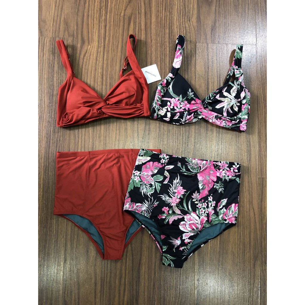 Bộ bơi Marina West Twist-Front Bikini Top & High-waist Bottom