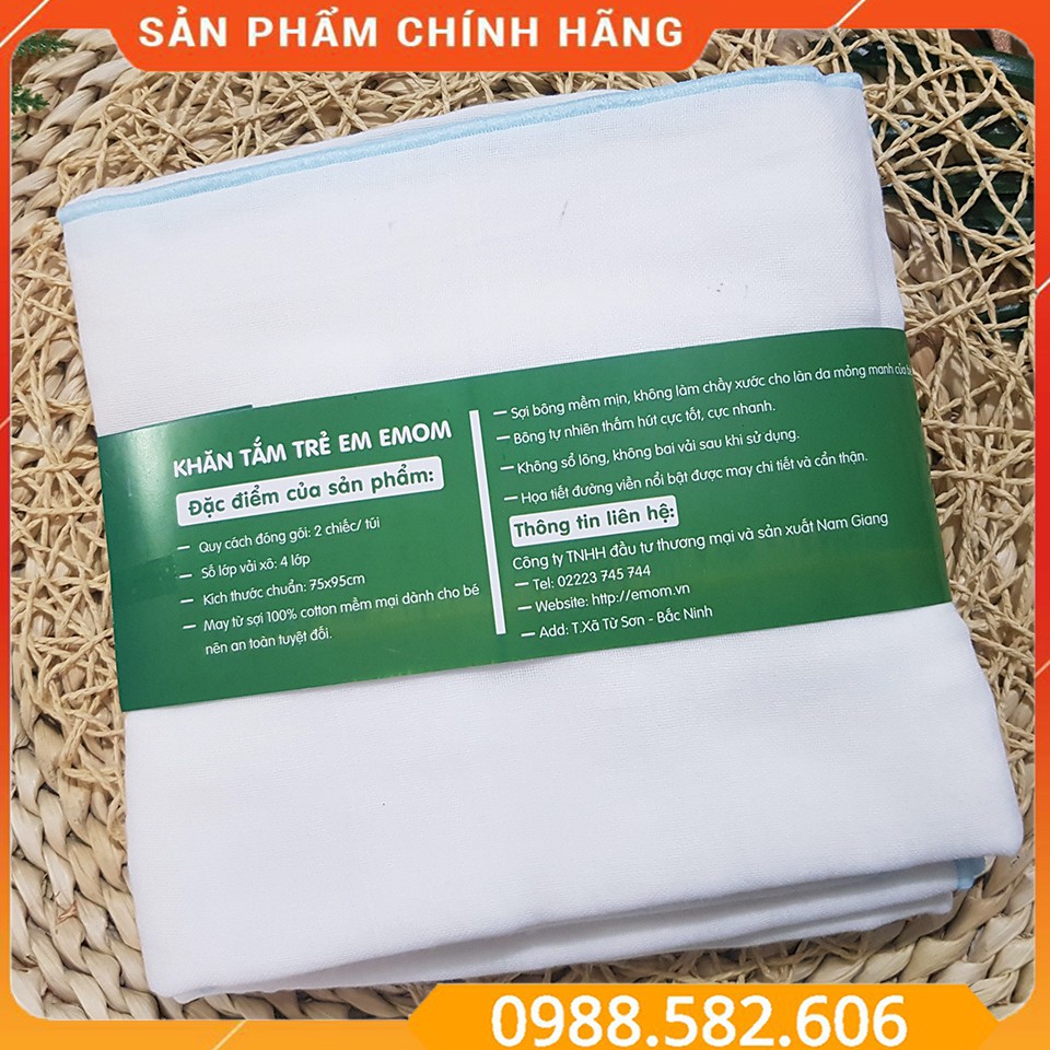 [SET 2 CHIẾC] Khăn Tắm Sơ Sinh 4 Lớp Emom Loại Đẹp - Khăn Tắm Xô 4 Lớp Cho Bé - BTT00686