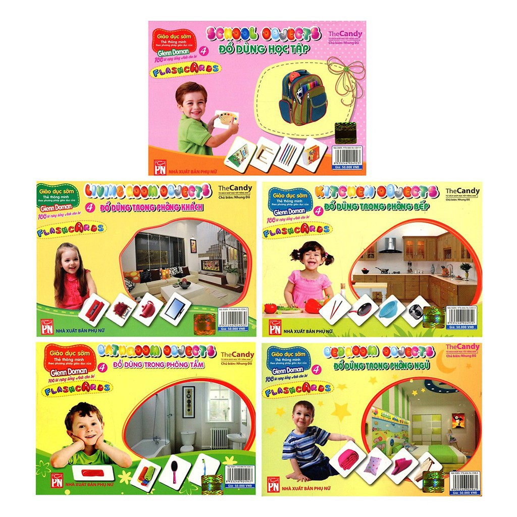 Combo 5 Chủ Đề Flashcard Dạy Trẻ Theo Phương Pháp Glenn Doman - Bé Làm Quen Với Các Loại Đồ Vật Trong Gia Đình