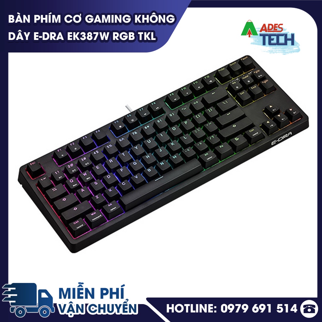 Bàn phím cơ Gaming không dây EDRA EK387W RGB TKL Bảo hành 24 tháng
