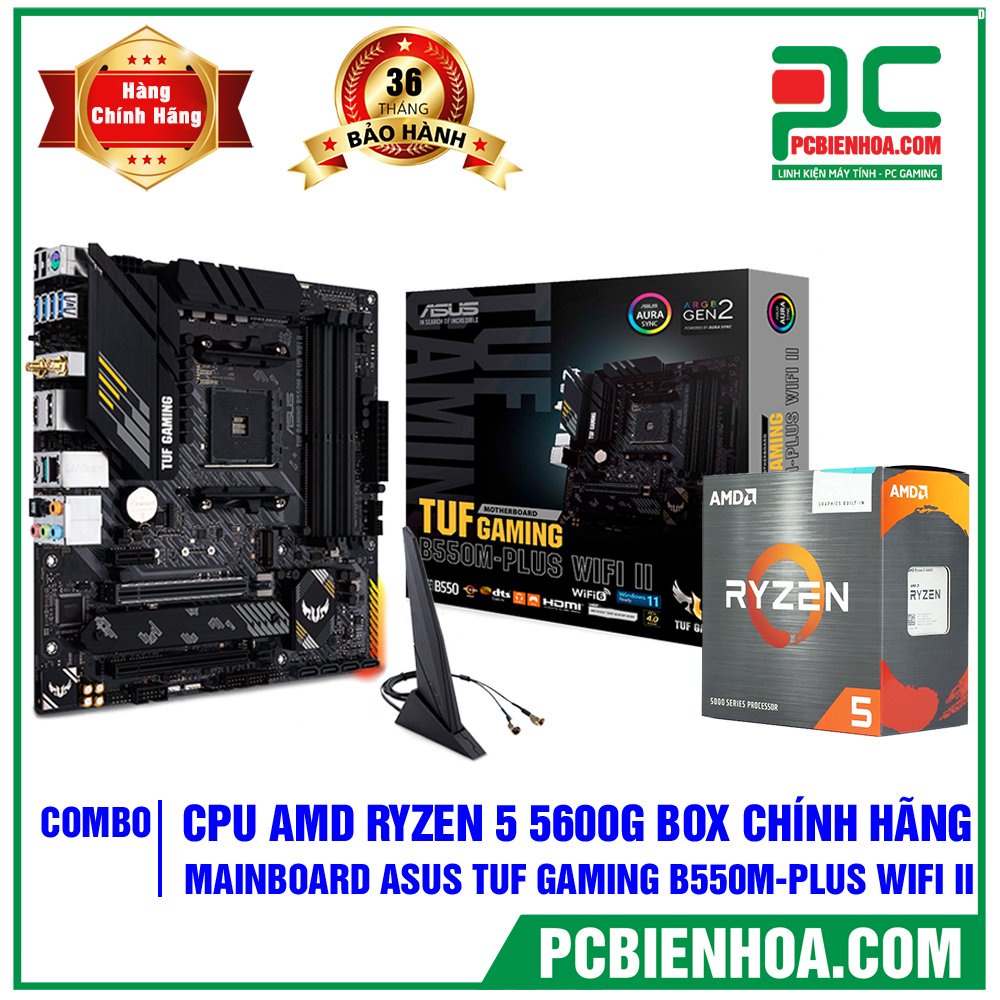 Combo máy tính AMD Ryzen 5 5600G+ B550M TUF Wifi II - Hàng chính hãng 36T