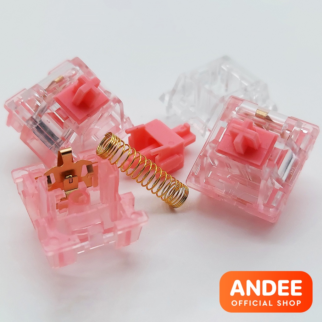 KTT Strawberry Dâu bán lẻ công tắc phím cơ tuyến tính lò xo 62g có lube sẵn siêu mượt