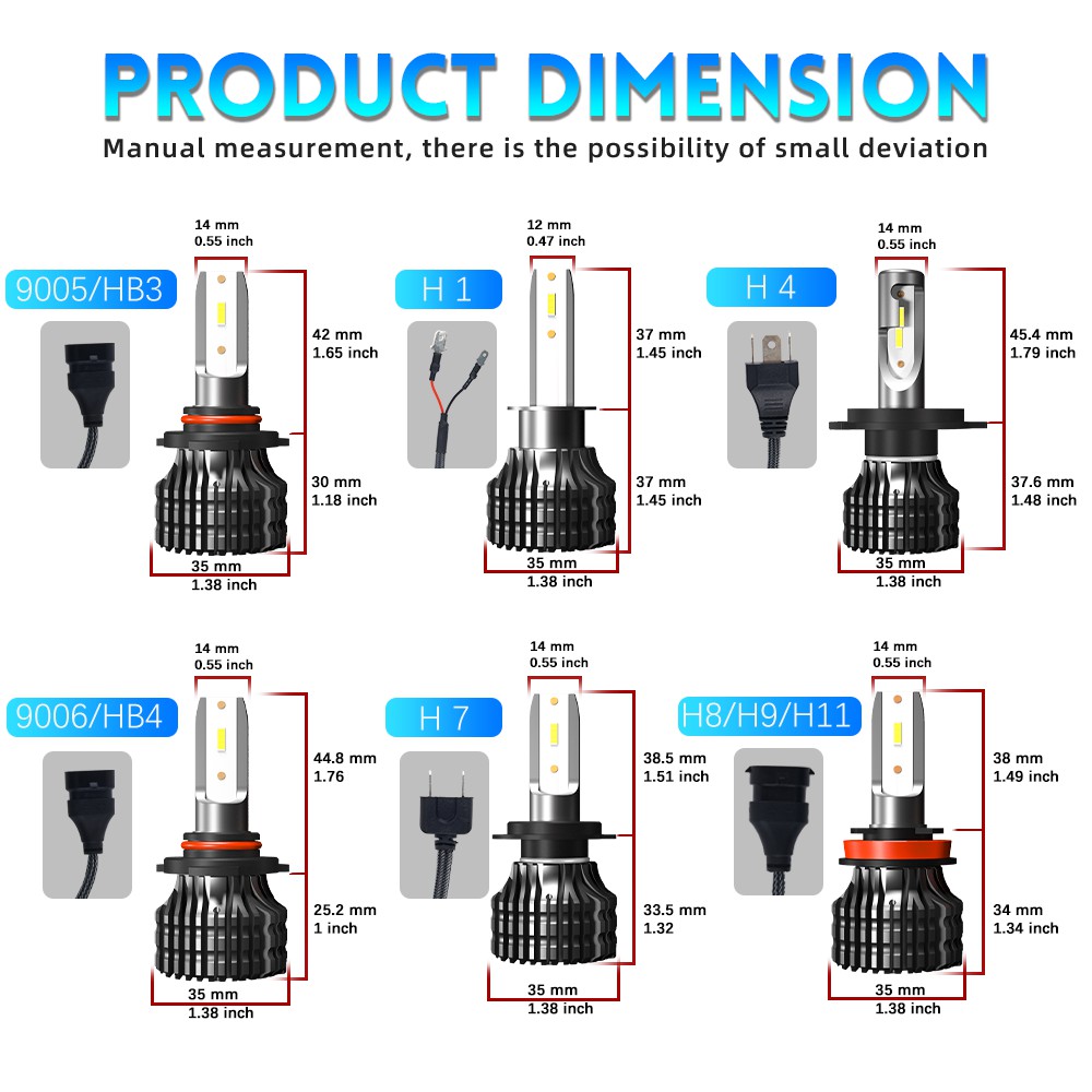 UNI-SHINE Đèn pha LED ô tô H4 H7 H8 H11 9005 9006 H1 HB3 HB4 Đèn pha 16000LM 6500K 80W Bóng đèn LED 12V cho Đèn pha LED tự động cho ô tô