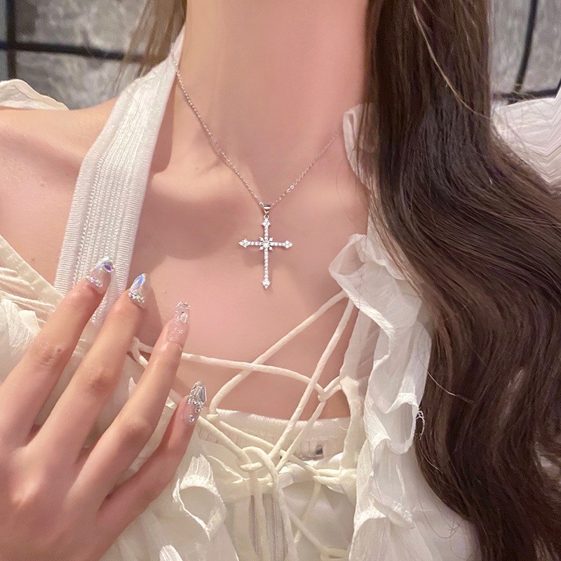 Toàn Bộ Vòng cổ Mặt Chữ Thập Đính Đá Zircon Thời Trang Mùa Hè Cá Tính
