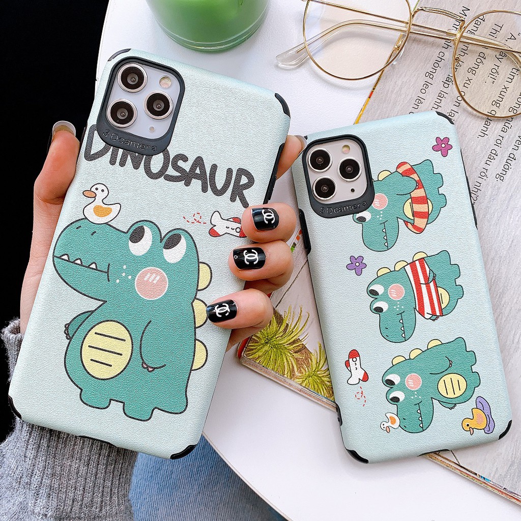 [ IPHONE ] Ốp Lưng Da IMD Dino x Duck - R094