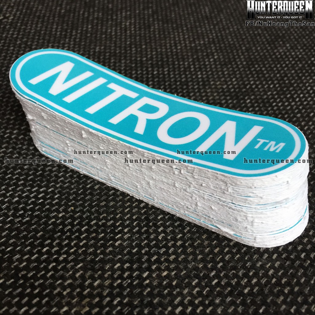 NITRON [10X3cm] decal cao cấp chống nước, sắc nét, bền màu, dính chặt. Hình dán logo trang trí mọi nơi