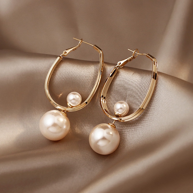 Bông Tai Tròn Đính Ngọc Trai Thời Trang Hàn Quốc