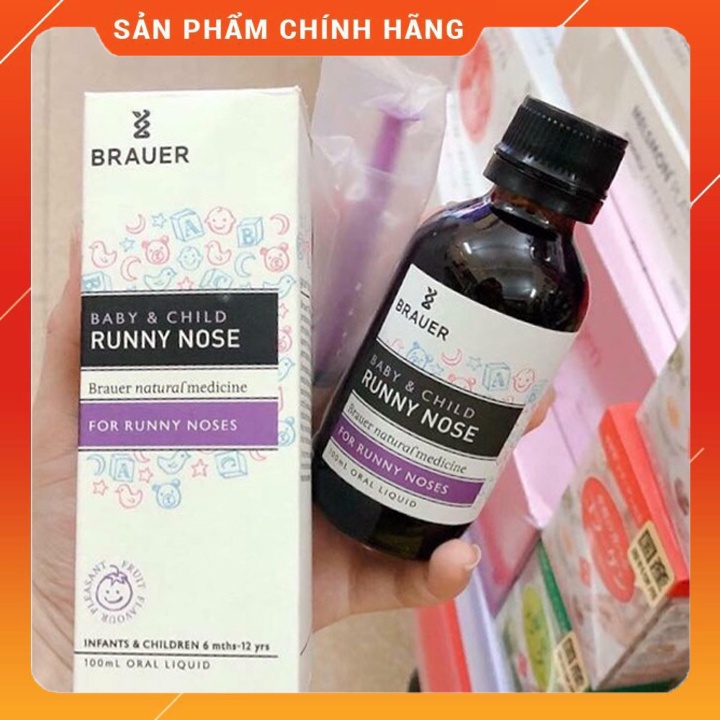 Siro sổ mũi Brauer Runny Nose của Úc cho bé từ 6 tháng tuổi 100ml mẫu mới