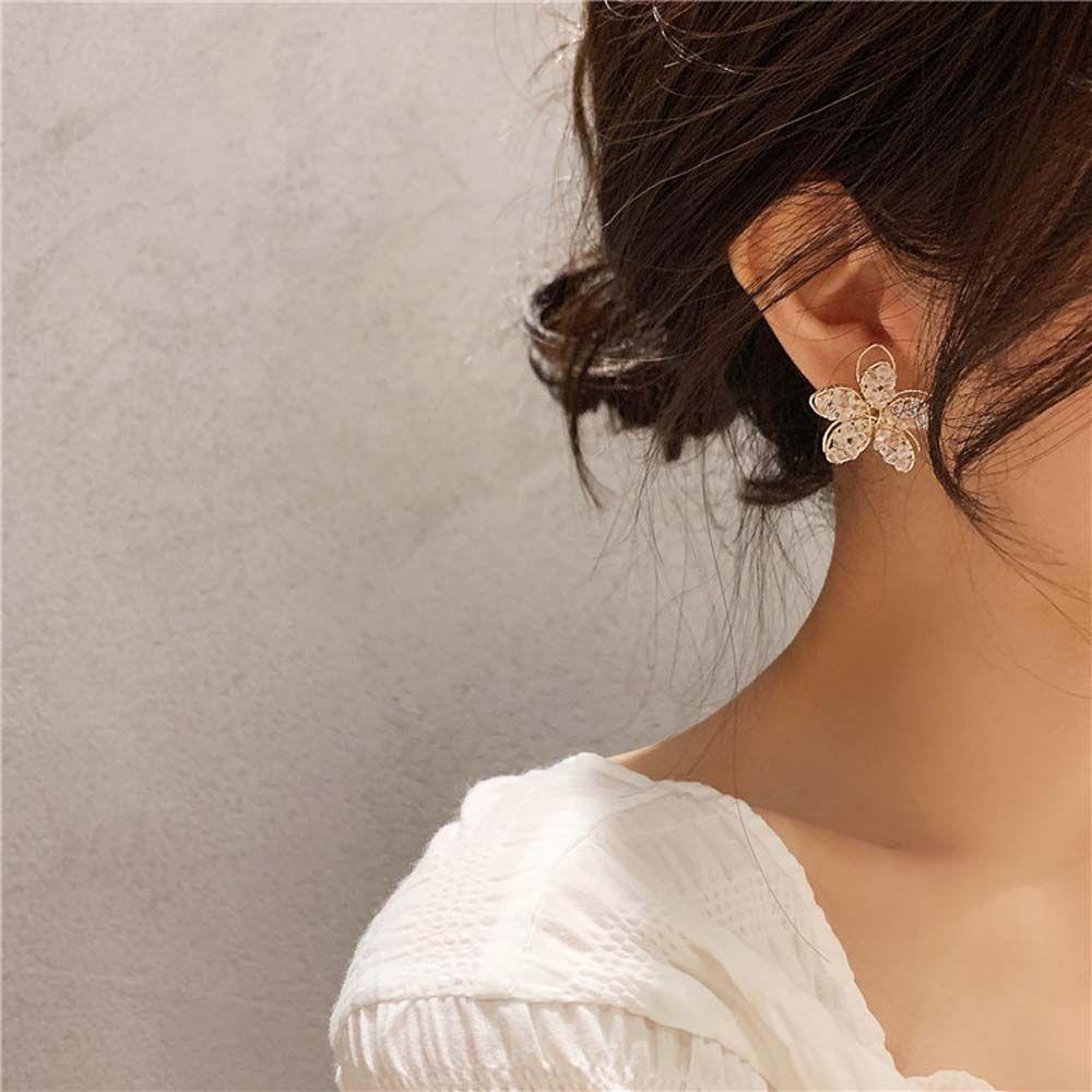 1 Cặp Bông Tai Hình Cánh Hoa Lớn Phong Cách Hàn Quốc Thanh Lịch Dành Cho Nữ
